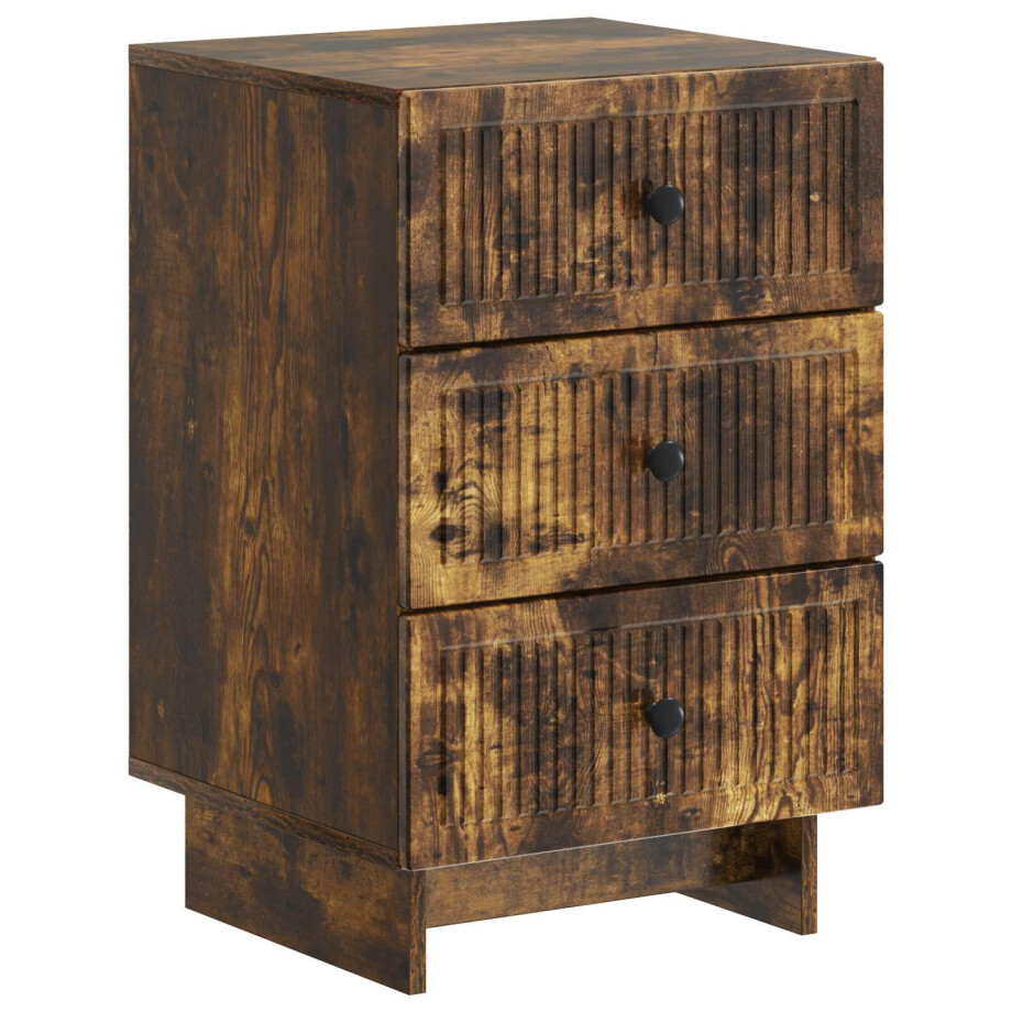 vidaXL Nachtkastje Gerookt eiken 43 x 41 x 66,5 cm Bewerkt hout afbeelding 1