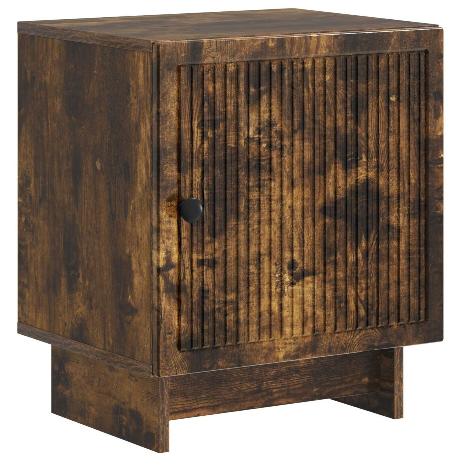 vidaXL Nachtkastje Gerookt eiken 43 x 34,5 x 50 cm Bewerkt hout afbeelding 1