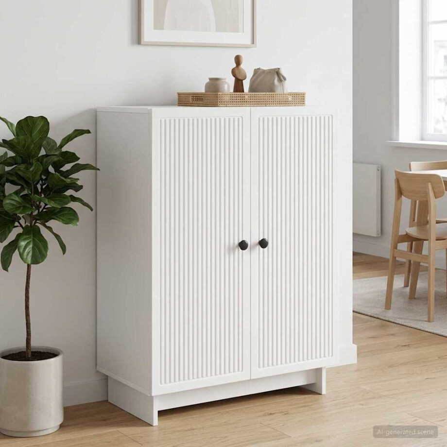 vidaXL Dressoir Wit 66 x 34,5 x 90 cm Bewerkt hout afbeelding 1