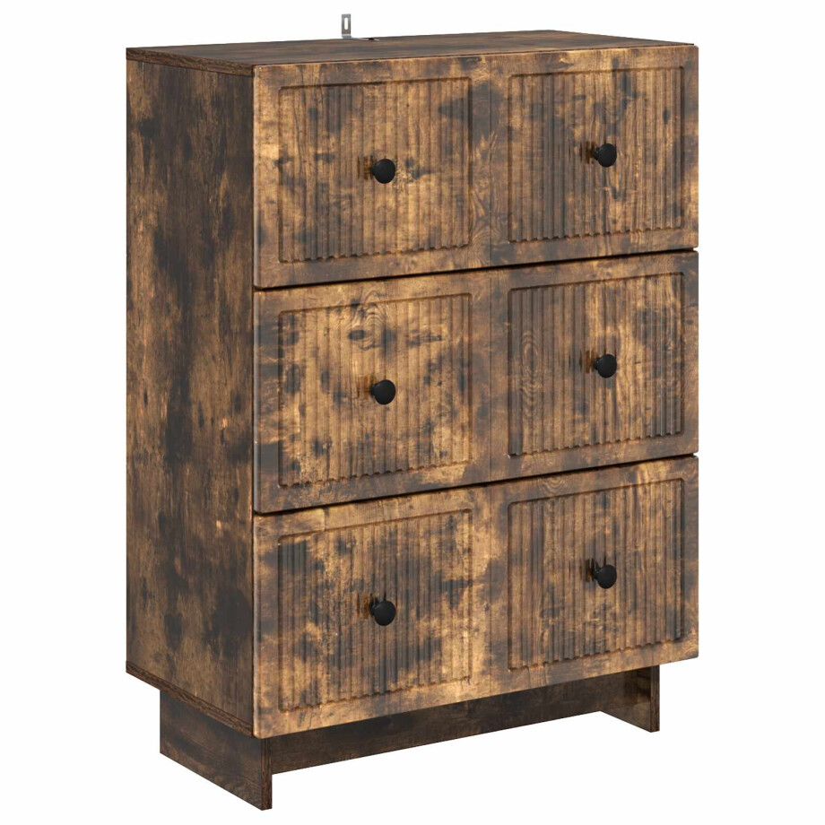 vidaXL Ladenkast Gerookt eiken 66 x 34,5 x 90 cm Bewerkt hout afbeelding 1