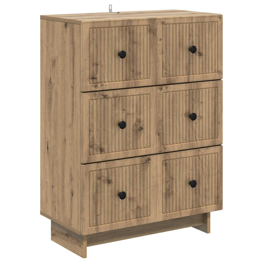 vidaXL Ladenkast Artisanaal eiken 66 x 34,5 x 90 cm Bewerkt hout afbeelding 1