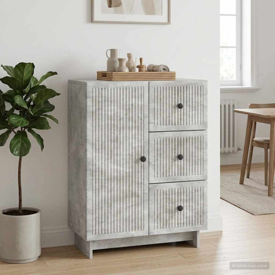 vidaXL Dressoir met lade Betongrijs 66 x 34,5 x 90 cm Bewerkt hout vidaXL Dressoir met lade Betongrijs 66 x 34,5 x 90 cm Bewerkt hout afbeelding 1