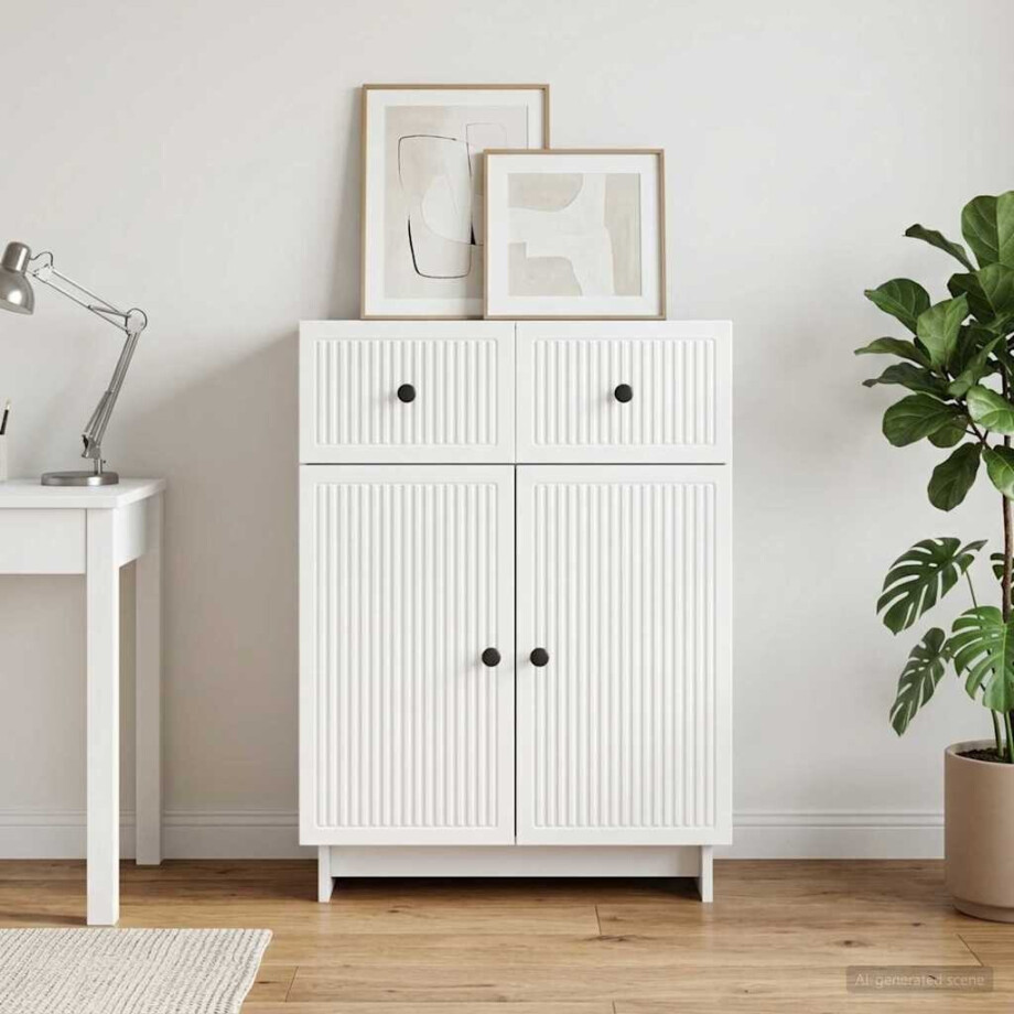 vidaXL Dressoir met lade Hoogglans Wit 66 x 34,5 x 90 cm Bewerkt hout afbeelding 1