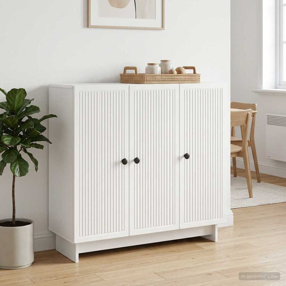 vidaXL Dressoir Wit 89 x 34,5 x 80 cm Bewerkt hout afbeelding 1