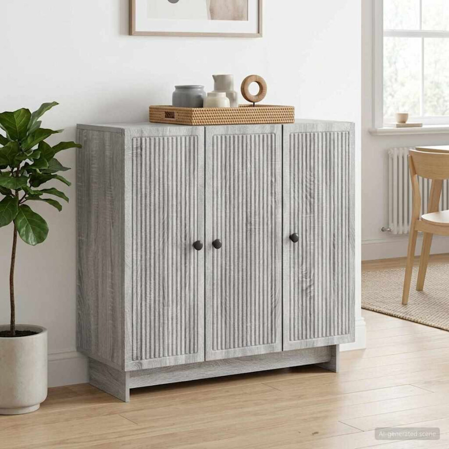 vidaXL Dressoir Grijs sonoma 89 x 34,5 x 80 cm Bewerkt hout afbeelding 1