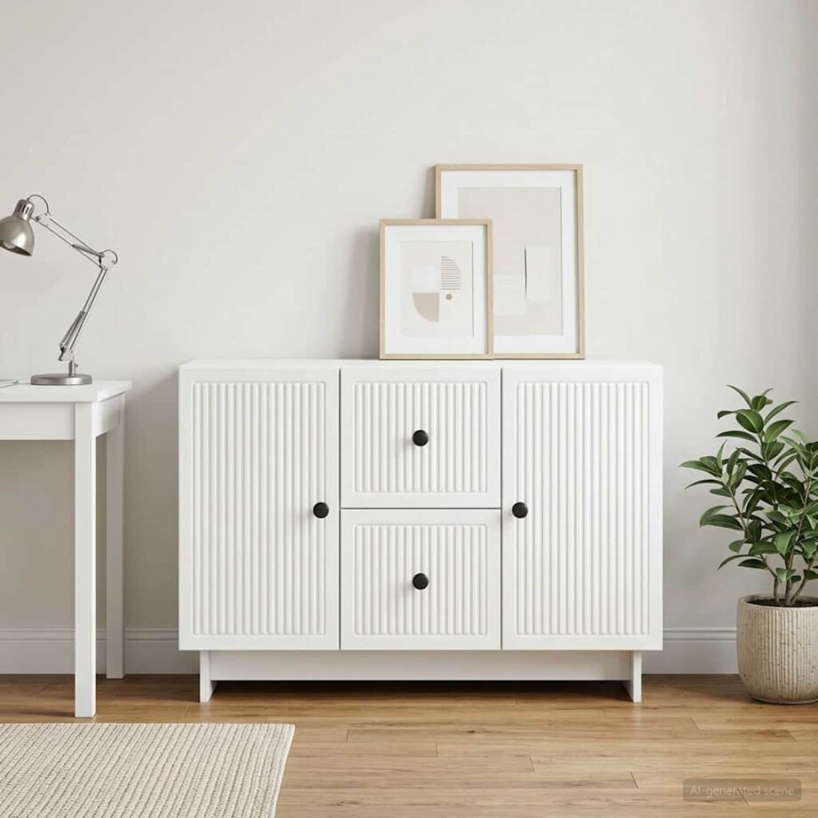 vidaXL Dressoir met lade Wit 89 x 34,5 x 60 cm Bewerkt hout vidaXL Dressoir met lade Wit 89 x 34,5 x 60 cm Bewerkt hout afbeelding 1