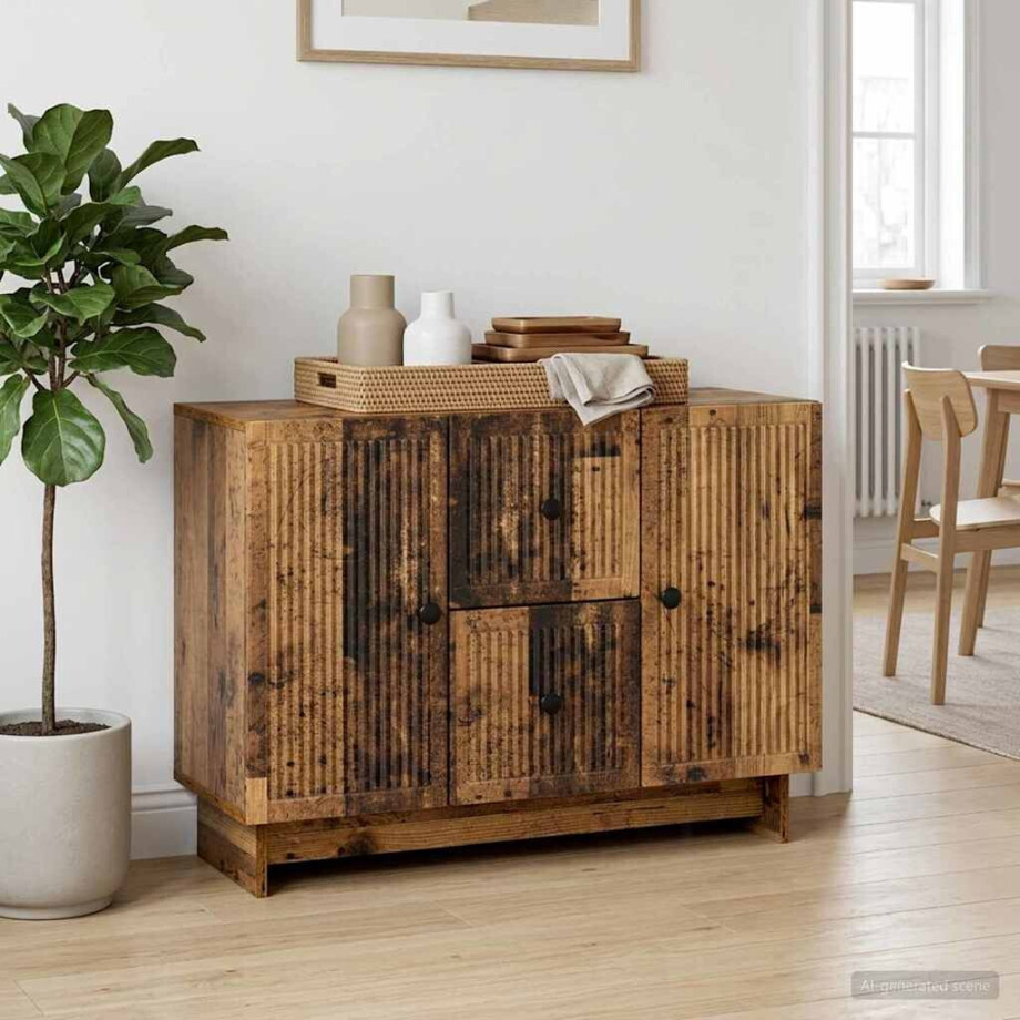 vidaXL Dressoir met lade Oud hout 89 x 34,5 x 60 cm Bewerkt hout vidaXL Dressoir met lade Oud hout 89 x 34,5 x 60 cm Bewerkt hout afbeelding 1