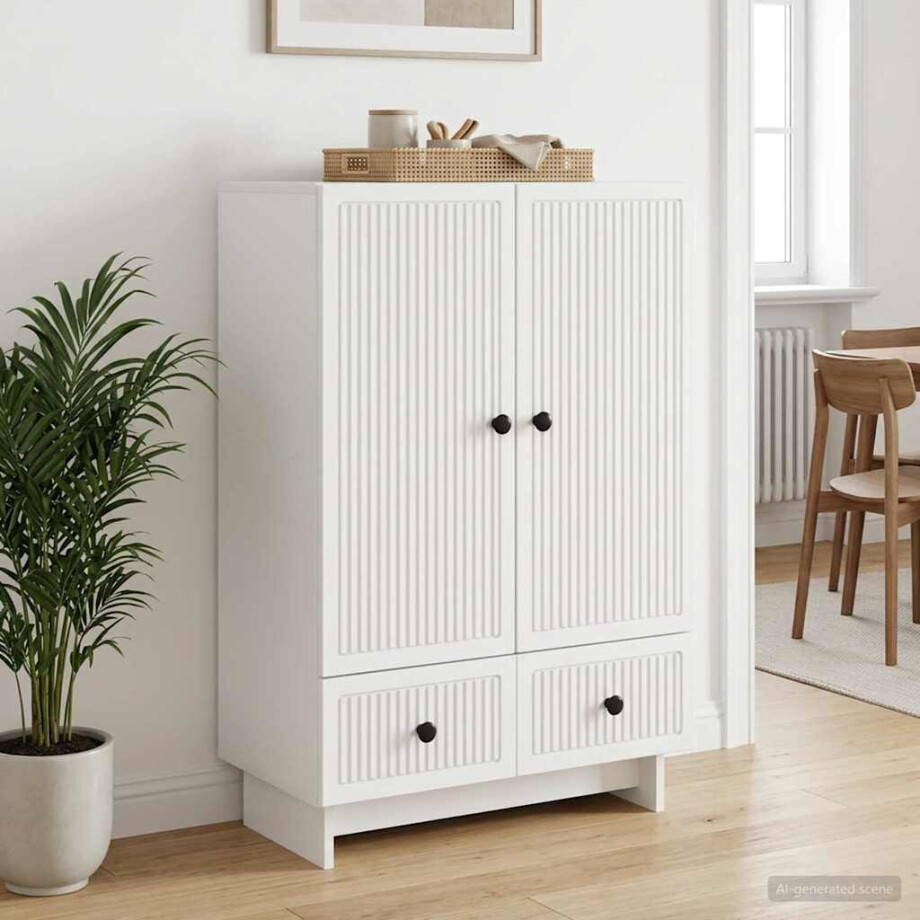 vidaXL Dressoir Wit 66 x 34,5 x 95 cm Geconstrueerd hout afbeelding 1