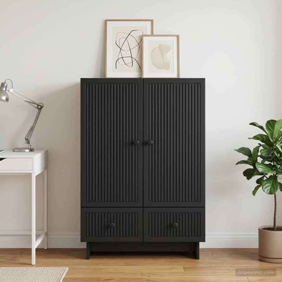 vidaXL Dressoir Zwart 66 x 34,5 x 95 cm Geconstrueerd hout afbeelding 1