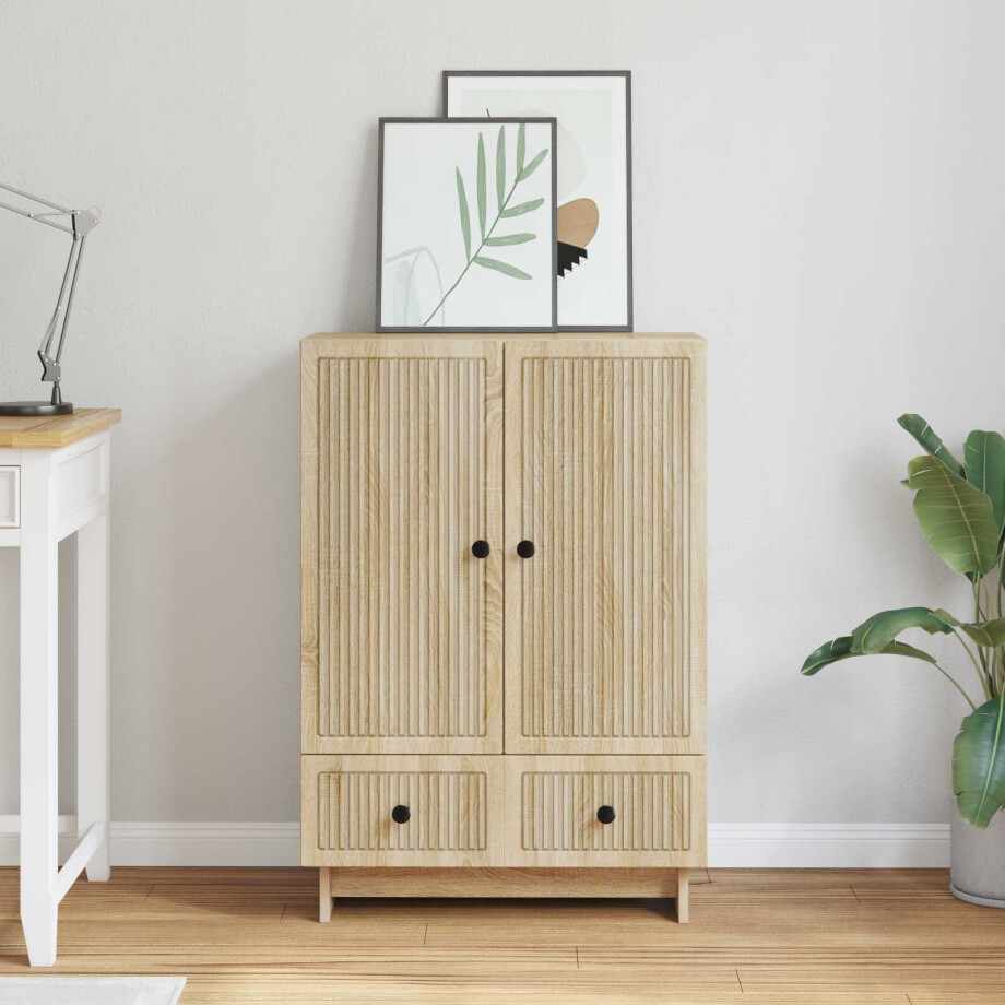 vidaXL Dressoir Sonoma Eiken 66 x 34,5 x 95 cm Bewerkt hout vidaXL Dressoir Sonoma Eiken 66 x 34,5 x 95 cm Bewerkt hout afbeelding 1