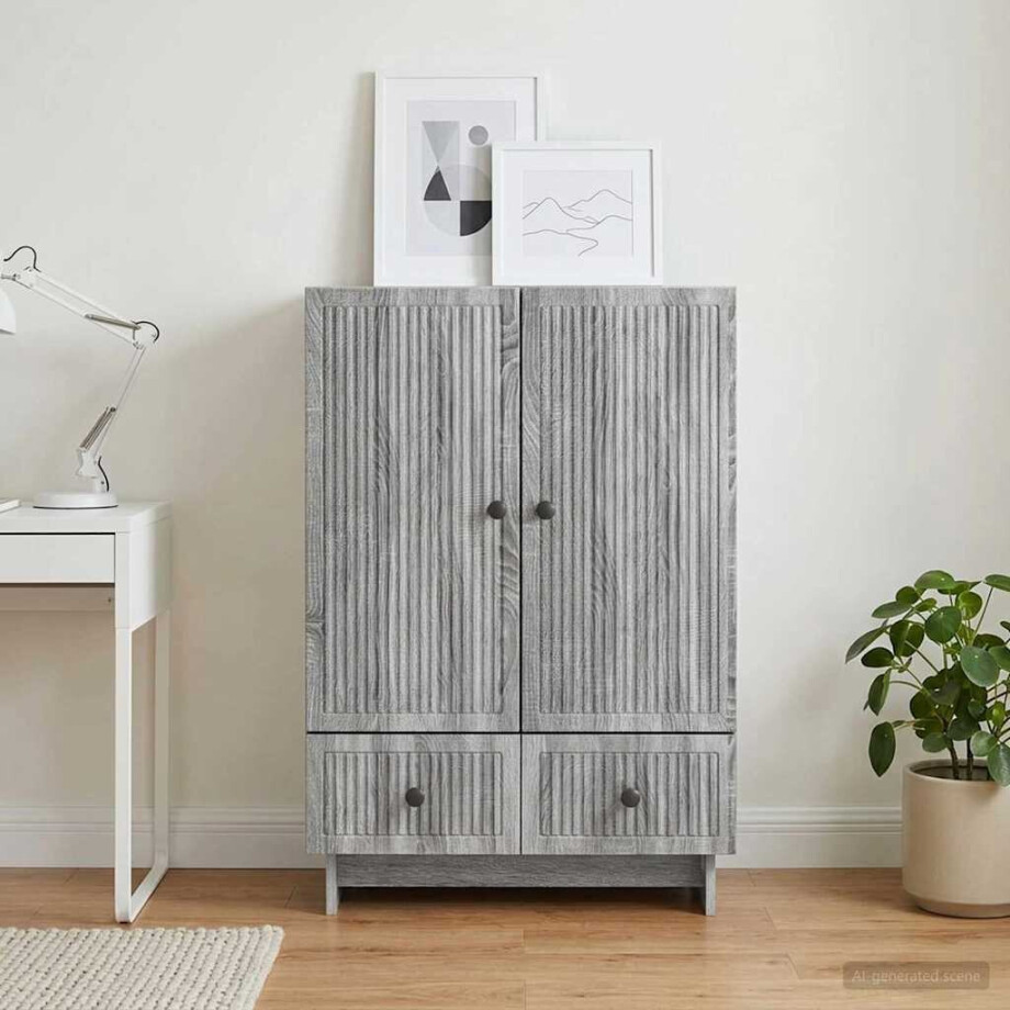 vidaXL Dressoir Grijze Sonoma 66 x 34,5 x 95 cm Geconstrueerd hout afbeelding 1