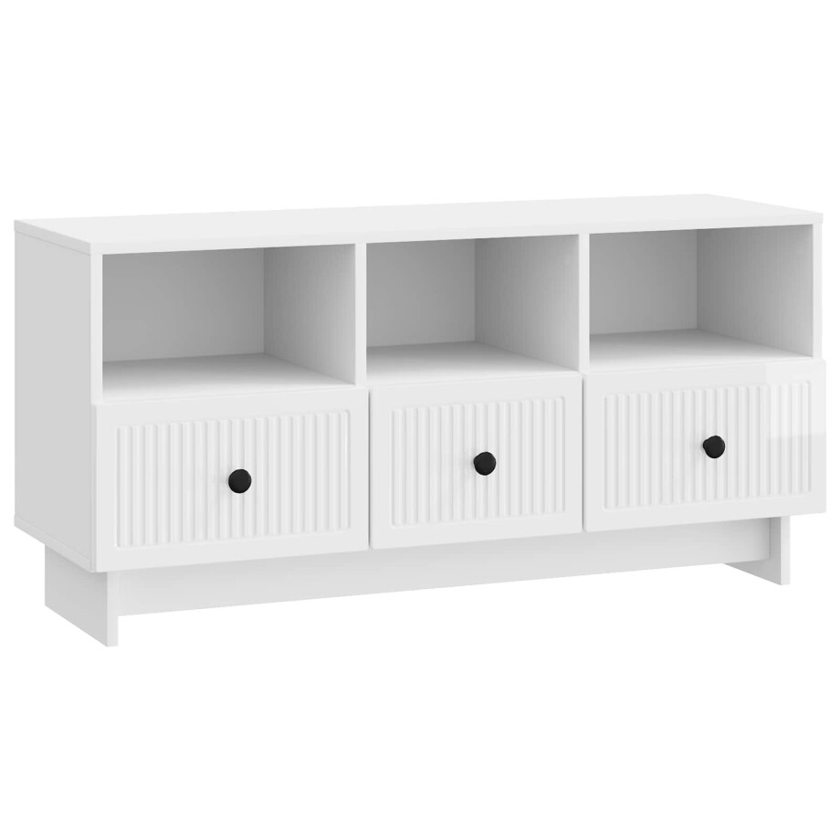 vidaXL TV-kast met lade Hoogglans Wit 102 x 34,5 x 50 cm Bewerkt hout afbeelding 1