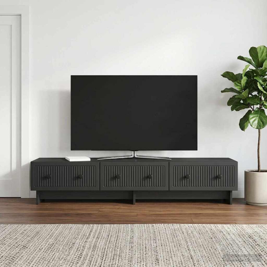 vidaXL TV-kast met lade Zwart 147 x 34,5 x 30 cm Bewerkt hout vidaXL TV-kast met lade Zwart 147 x 34,5 x 30 cm Bewerkt hout afbeelding 1