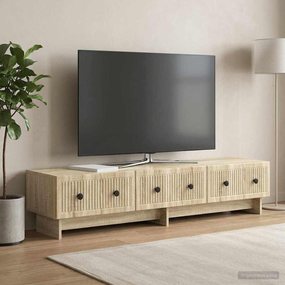 vidaXL TV-kast met lade Sonoma Eiken 147 x 34,5 x 30 cm Bewerkt hout afbeelding 1