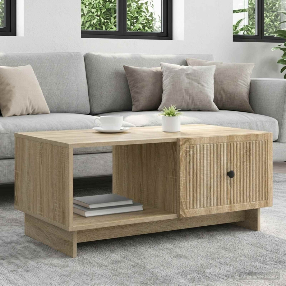 vidaXL Salontafel Sonoma Eiken 90 x 50 x 40 cm Bewerkt hout vidaXL Salontafel Sonoma Eiken 90 x 50 x 40 cm Bewerkt hout afbeelding 1