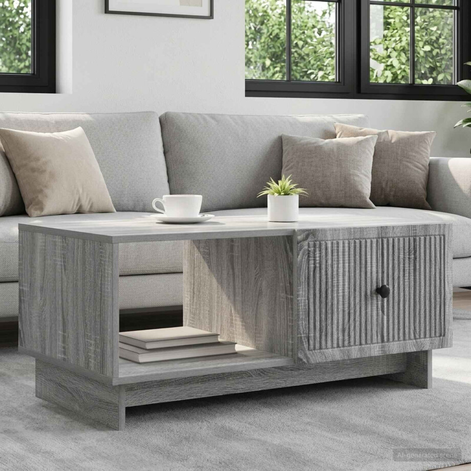 vidaXL Salontafel Grijs sonoma 90 x 50 x 40 cm Bewerkt hout afbeelding 1