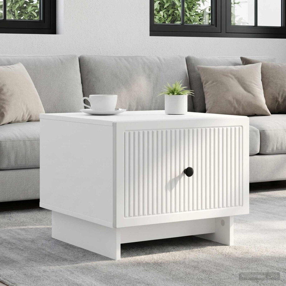 vidaXL Salontafel met lade Wit 49 x 50 x 40 cm Bewerkt hout vidaXL Salontafel met lade Wit 49 x 50 x 40 cm Bewerkt hout afbeelding 1