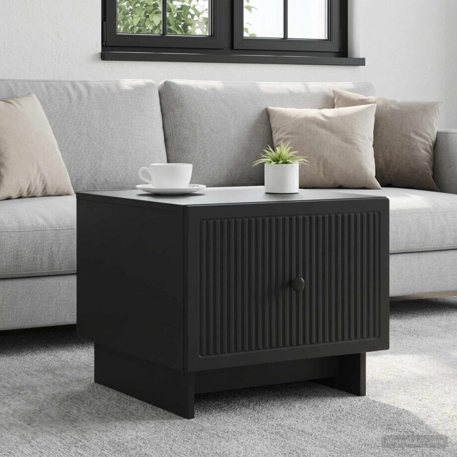 vidaXL Salontafel met lade Zwart 49 x 50 x 40 cm Bewerkt hout afbeelding 1