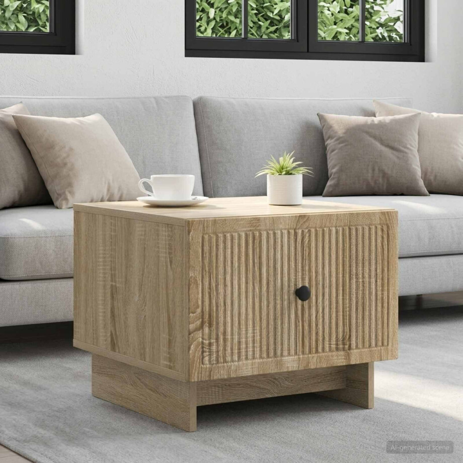 vidaXL Salontafel met lade Sonoma Eiken 49 x 50 x 40 cm Bewerkt hout afbeelding 1