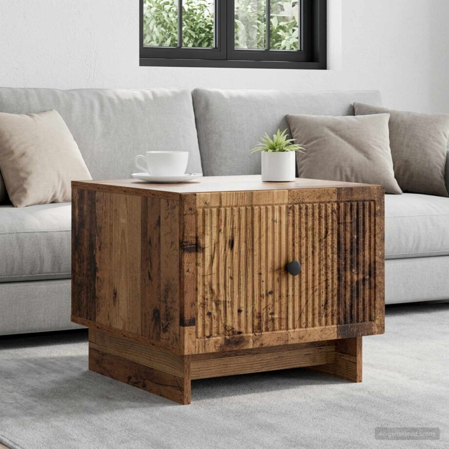 vidaXL Salontafel met lade Oud hout 49 x 50 x 40 cm Bewerkt hout vidaXL Salontafel met lade Oud hout 49 x 50 x 40 cm Bewerkt hout afbeelding 1