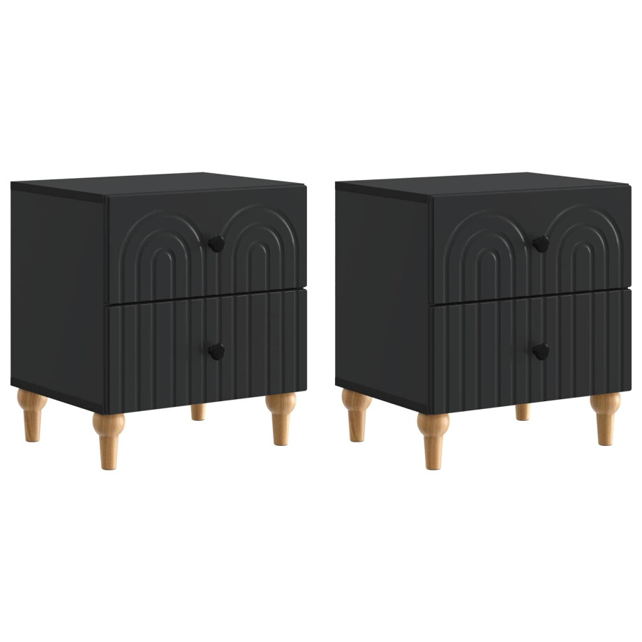vidaXL Nachtkastje met lade 2 pcs Zwart 43 x 34,5 x 48 cm Bewerkt hout vidaXL Nachtkastje met lade 2 pcs Zwart 43 x 34,5 x 48 cm Bewerkt hout afbeelding 1