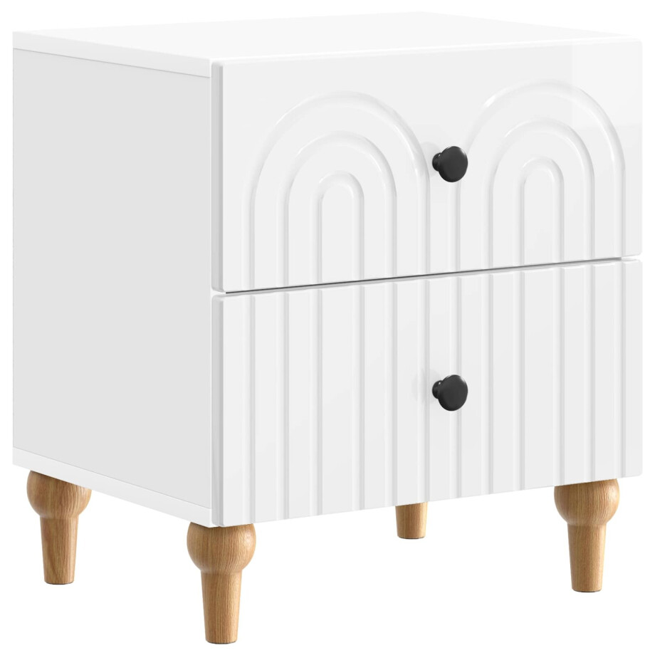 vidaXL Nachtkastje Hoogglans Wit 43 x 34,5 x 48 cm Bewerkt hout afbeelding 1