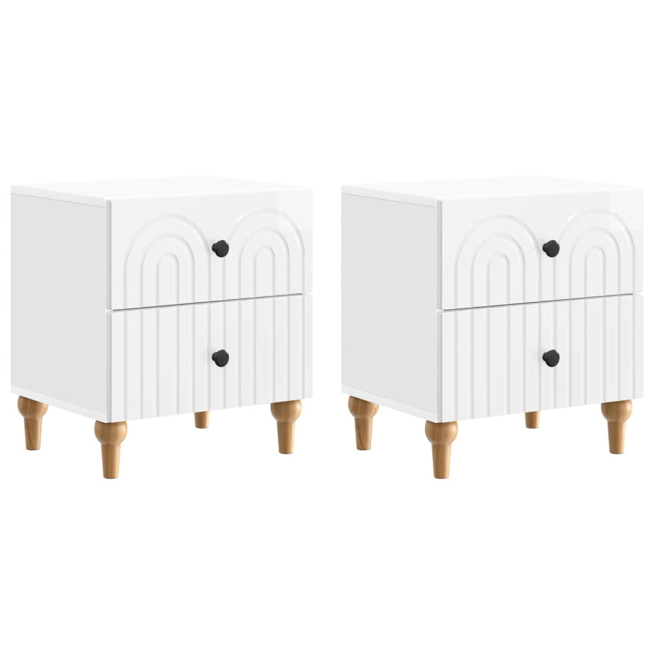 vidaXL Nachtkastje 2 pcs Hoogglans Wit 43 x 34,5 x 48 cm Bewerkt hout vidaXL Nachtkastje 2 pcs Hoogglans Wit 43 x 34,5 x 48 cm Bewerkt hout afbeelding 1