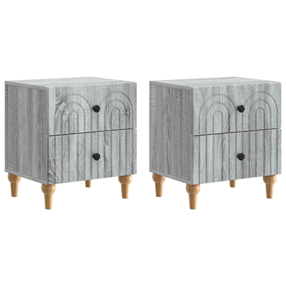 vidaXL Nachtkastje 2 pcs Grijs sonoma 43 x 34,5 x 48 cm Bewerkt hout vidaXL Nachtkastje 2 pcs Grijs sonoma 43 x 34,5 x 48 cm Bewerkt hout afbeelding 1