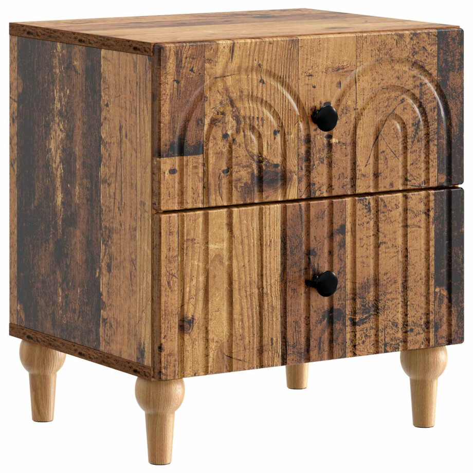 vidaXL Nachtkastje met lade Oud hout 43 x 34,5 x 48 cm Bewerkt hout vidaXL Nachtkastje met lade Oud hout 43 x 34,5 x 48 cm Bewerkt hout afbeelding 1