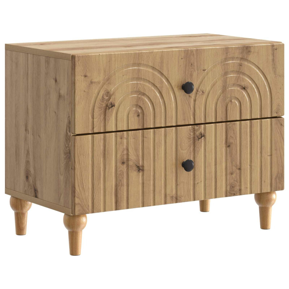vidaXL Nachtkastje Artisanaal eiken 62 x 34,5 x 48 cm Bewerkt hout afbeelding 1