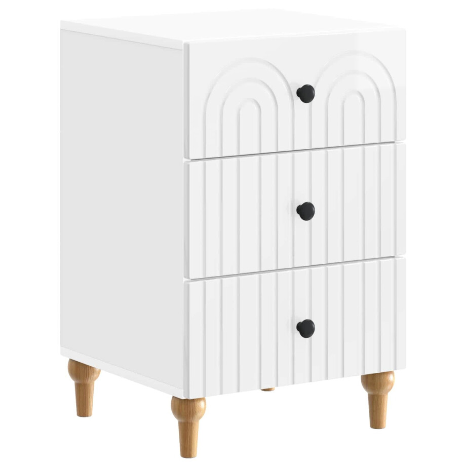 vidaXL Nachtkastje Hoogglans Wit 43x 41 x 66,5 cm Bewerkt hout afbeelding 1