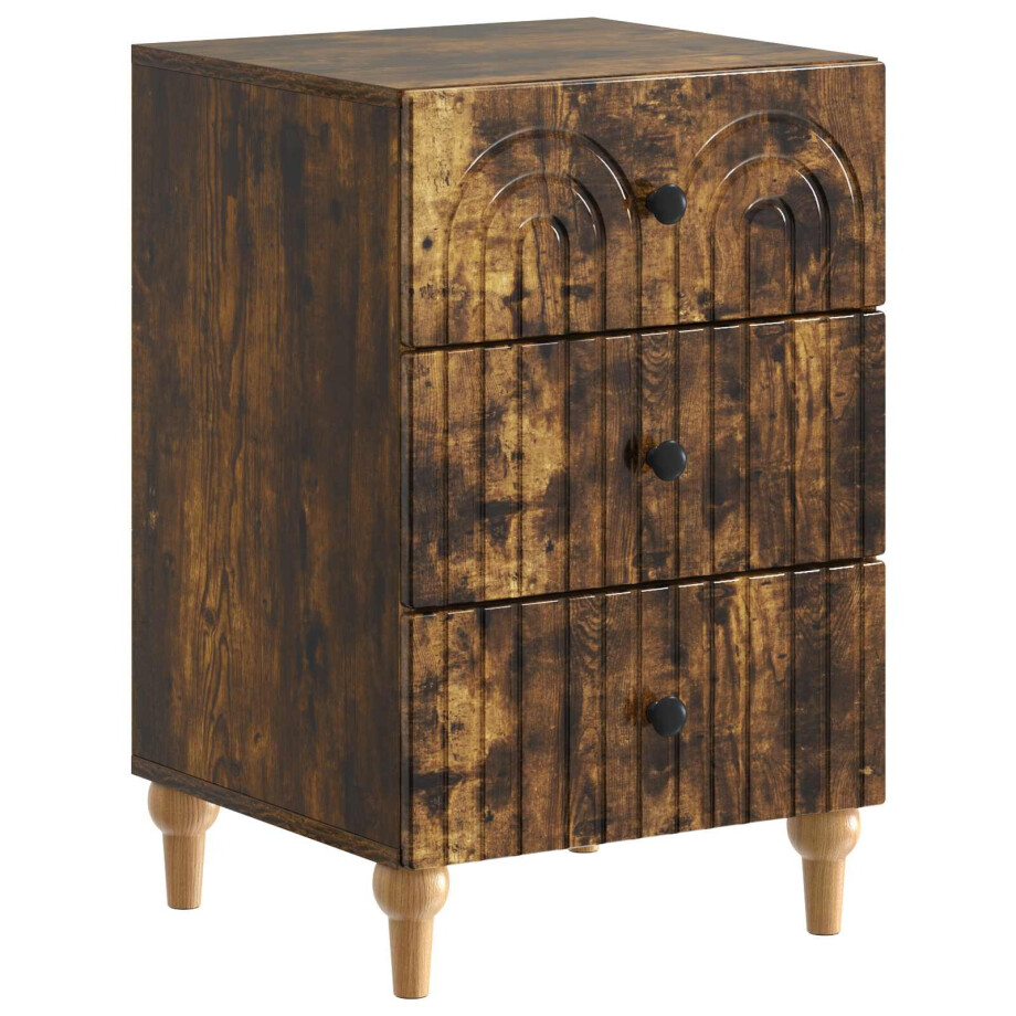 vidaXL Nachtkastje Gerookt eiken 43x 41 x 66,5 cm Bewerkt hout afbeelding 1