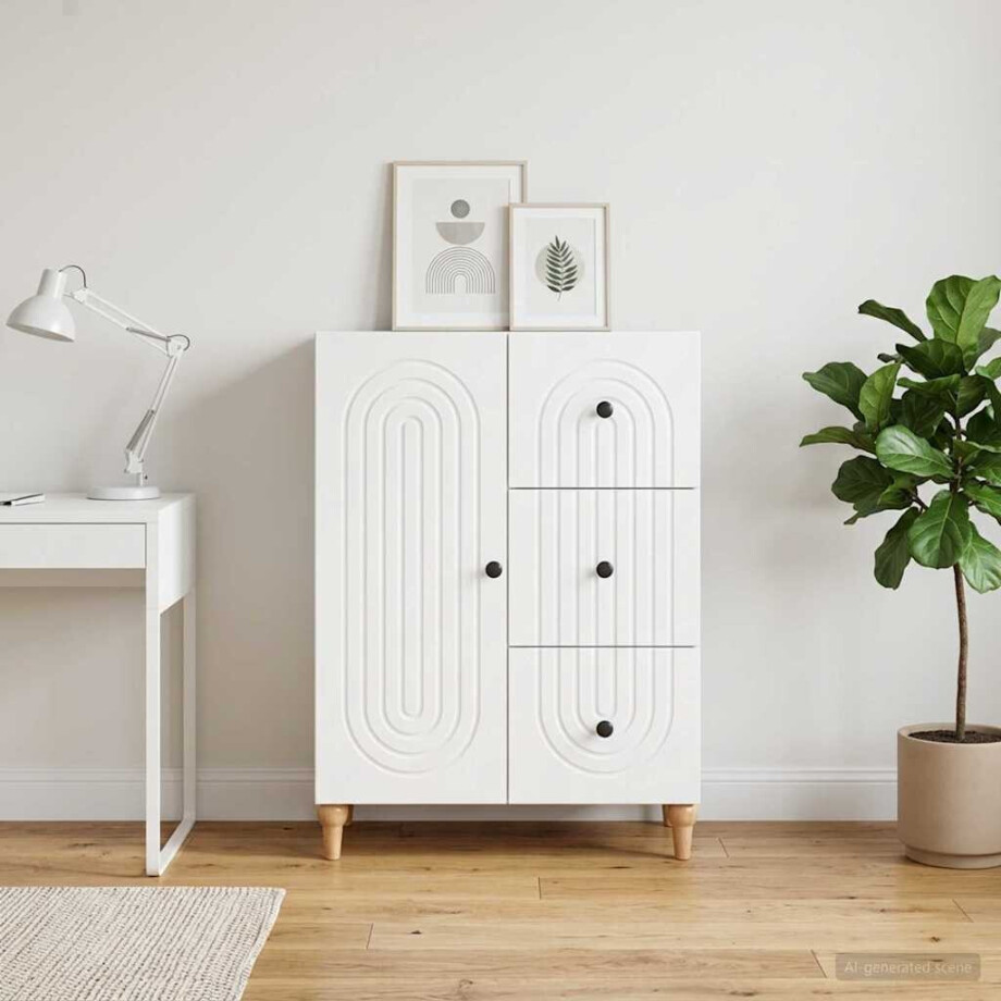 vidaXL Dressoir met lade Wit 66 x 34,5 x 90 cm Bewerkt hout vidaXL Dressoir met lade Wit 66 x 34,5 x 90 cm Bewerkt hout afbeelding 1