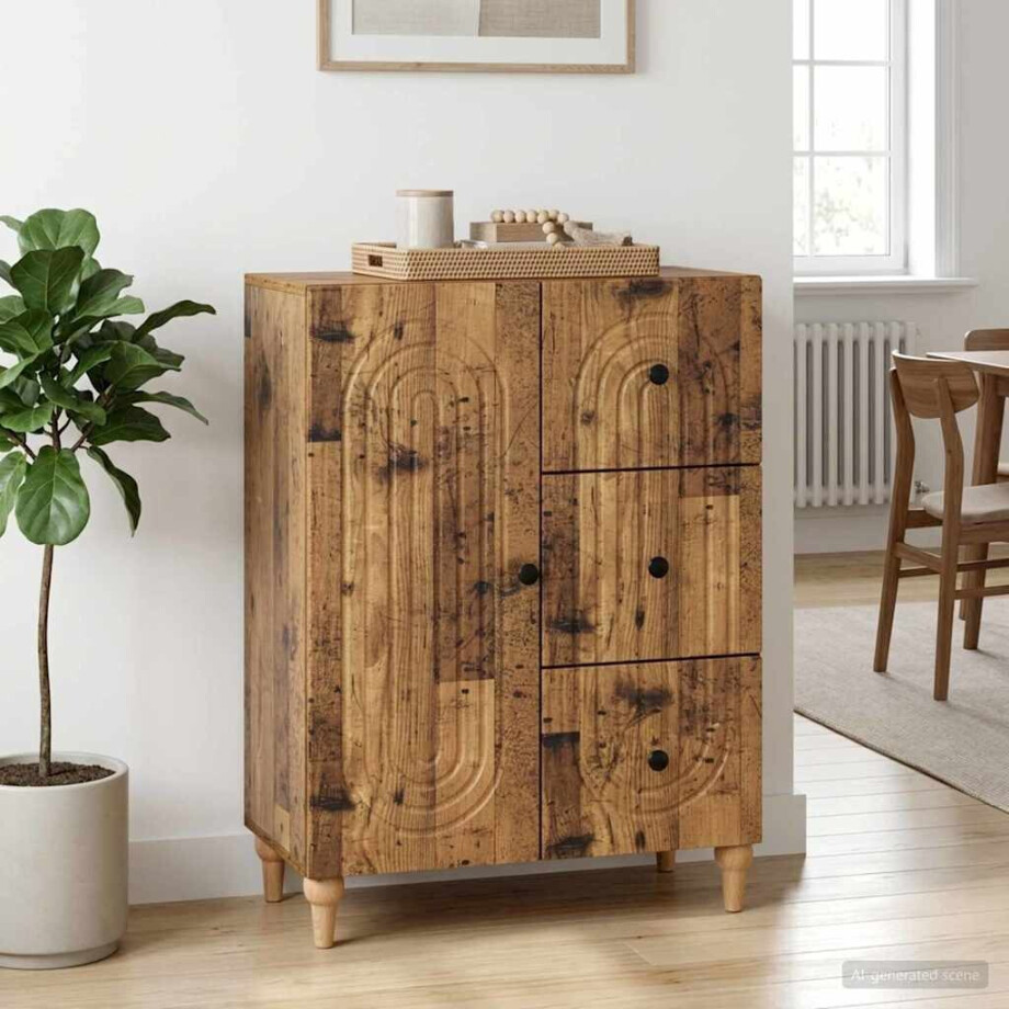 vidaXL Dressoir met lade Oud hout 66 x 34,5 x 90 cm Bewerkt hout vidaXL Dressoir met lade Oud hout 66 x 34,5 x 90 cm Bewerkt hout afbeelding 1