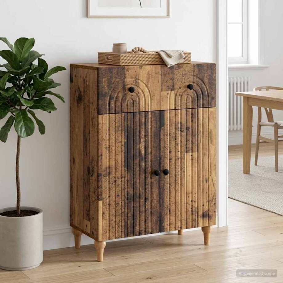 vidaXL Dressoir met lade Oud hout 66 x 34,5 x 90 cm Bewerkt hout vidaXL Dressoir met lade Oud hout 66 x 34,5 x 90 cm Bewerkt hout afbeelding 1