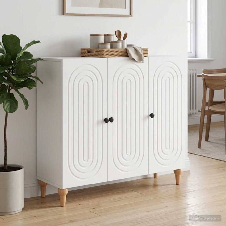 vidaXL Dressoir Wit 89 x 34,5 x 80 cm Bewerkt hout afbeelding 1