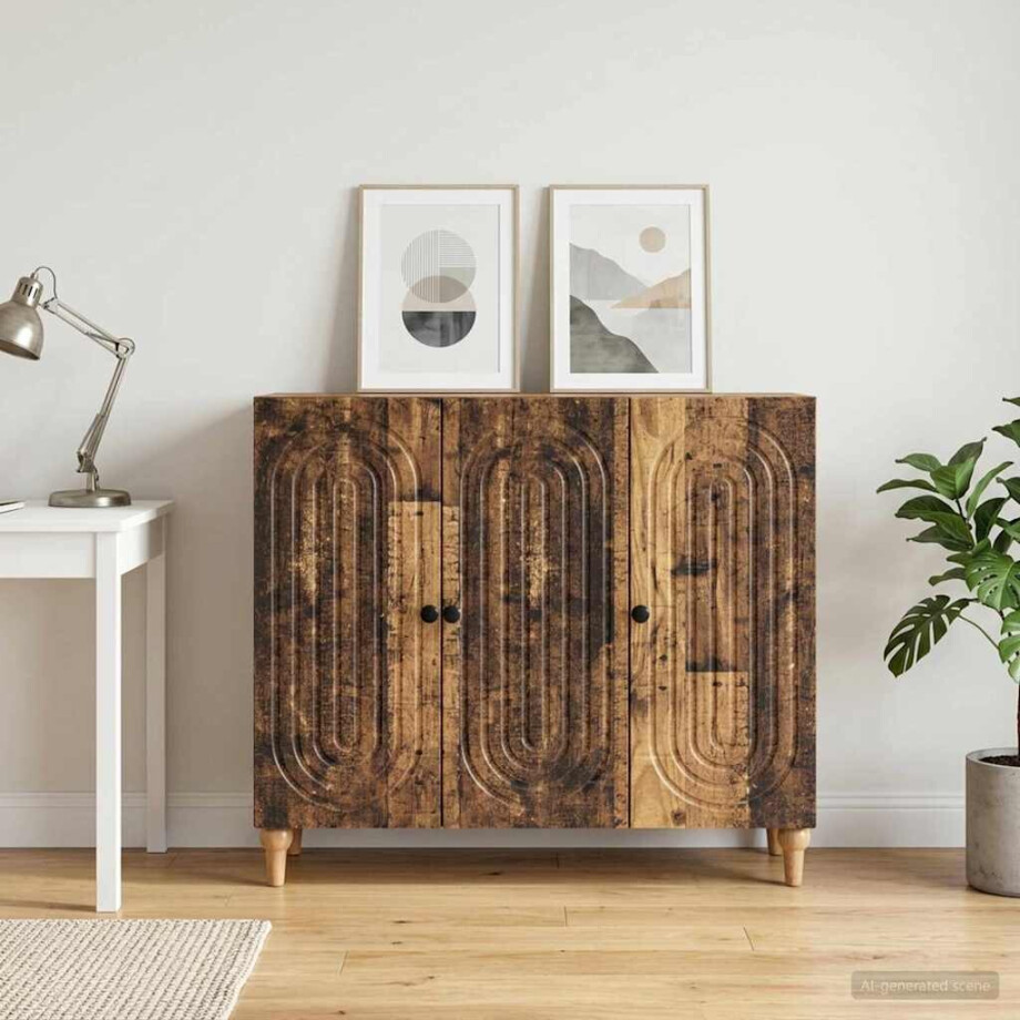 vidaXL Dressoir Oud hout 89 x 34,5 x 80 cm Bewerkt hout vidaXL Dressoir Oud hout 89 x 34,5 x 80 cm Bewerkt hout afbeelding 1