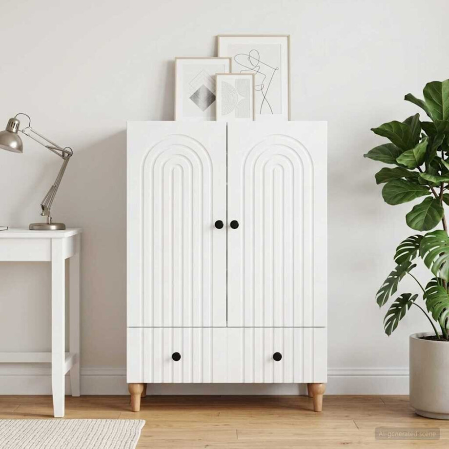 vidaXL Dressoir met lade Wit 66 x 34,5 x 95 cm Bewerkt hout vidaXL Dressoir met lade Wit 66 x 34,5 x 95 cm Bewerkt hout afbeelding 1
