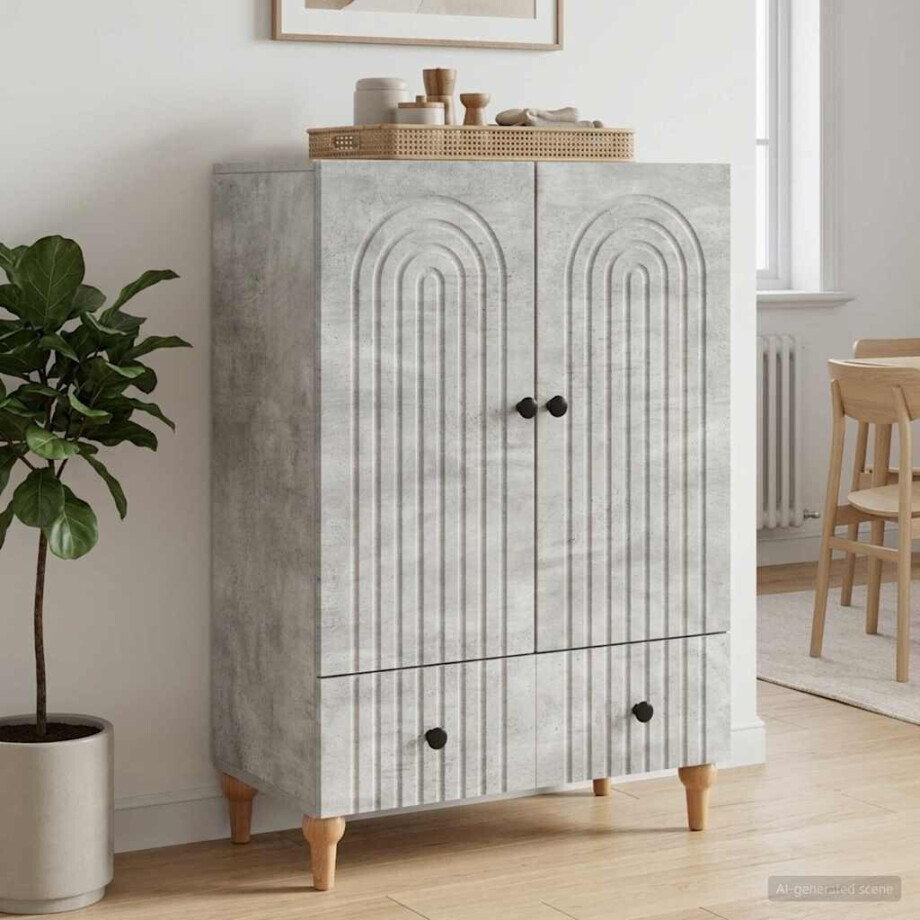 vidaXL Dressoir met lade Betongrijs 66 x 34,5 x 95 cm Bewerkt hout vidaXL Dressoir met lade Betongrijs 66 x 34,5 x 95 cm Bewerkt hout afbeelding 1