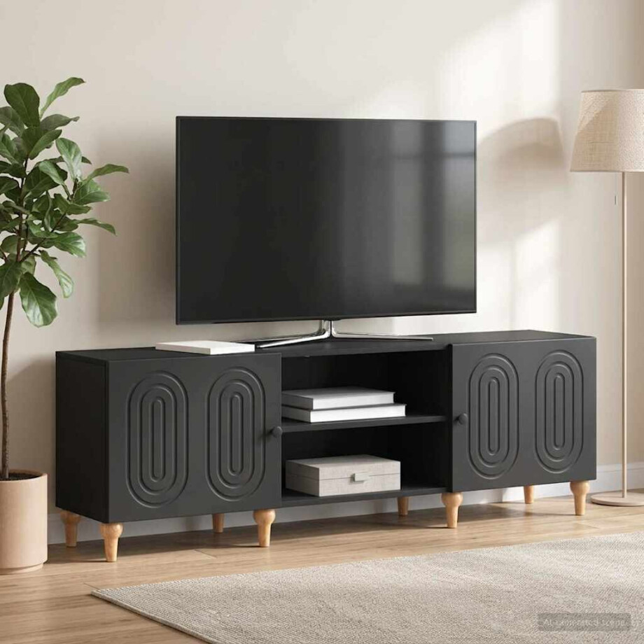 vidaXL TV-kast Zwart 150 x 31 x 50 cm Bewerkt hout vidaXL TV-kast Zwart 150 x 31 x 50 cm Bewerkt hout afbeelding 1