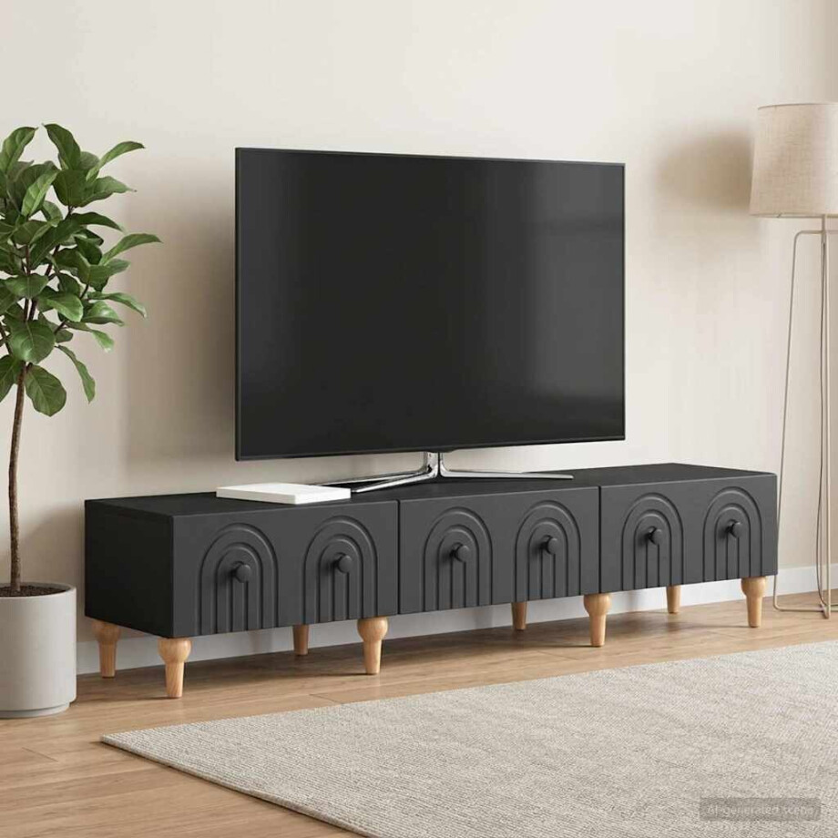 vidaXL TV-kast met lade Zwart 147 x 34,5 x 30 cm Bewerkt hout vidaXL TV-kast met lade Zwart 147 x 34,5 x 30 cm Bewerkt hout afbeelding 1