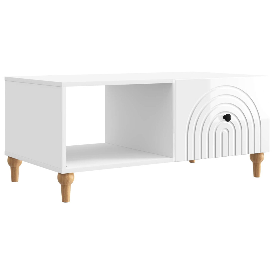 vidaXL Salontafel Hoogglans Wit 90 x 50 x 40 cm Bewerkt hout vidaXL Salontafel Hoogglans Wit 90 x 50 x 40 cm Bewerkt hout afbeelding 1