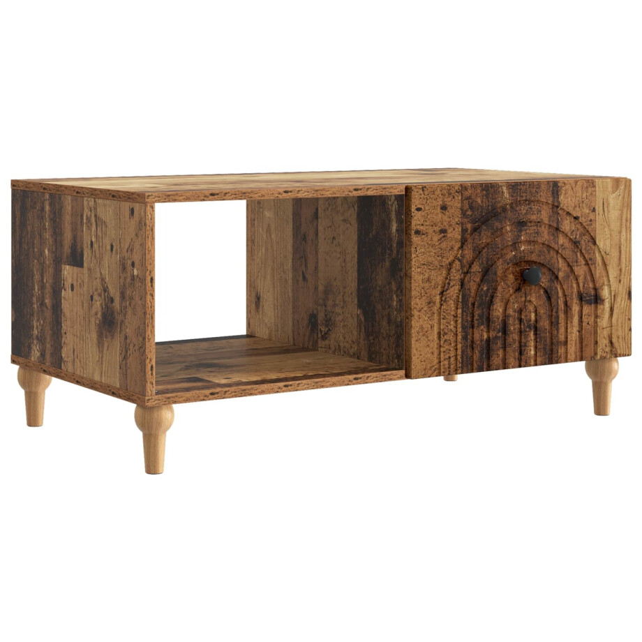 vidaXL Salontafel Oud hout 90 x 50 x 40 cm Bewerkt hout afbeelding 1