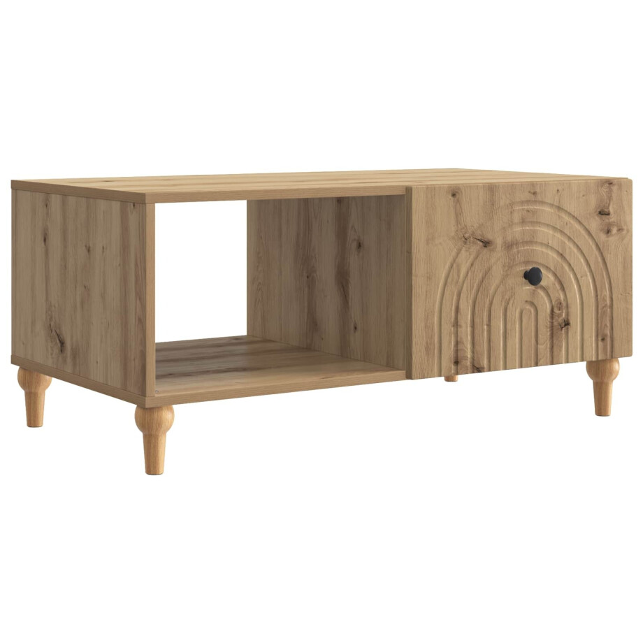 vidaXL Salontafel Artisanaal eiken 90 x 50 x 40 cm Bewerkt hout afbeelding 1