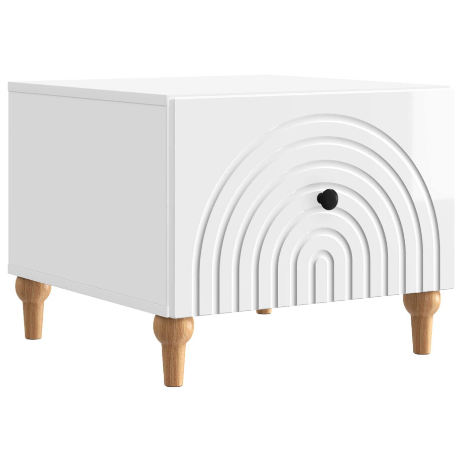vidaXL Salontafel met lade Hoogglans Wit 49 x 50 x 40 cm Bewerkt hout afbeelding 1