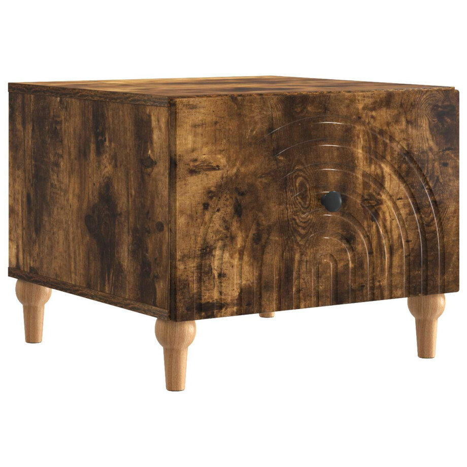 vidaXL Salontafel met lade Gerookt eiken 49 x 50 x 40 cm Bewerkt hout vidaXL Salontafel met lade Gerookt eiken 49 x 50 x 40 cm Bewerkt hout afbeelding 1