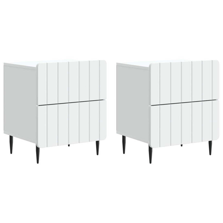 vidaXL Nachtkastje met lade 2 pcs Wit 43 x 34,5 x 49,5 cm Bewerkt hout afbeelding 1