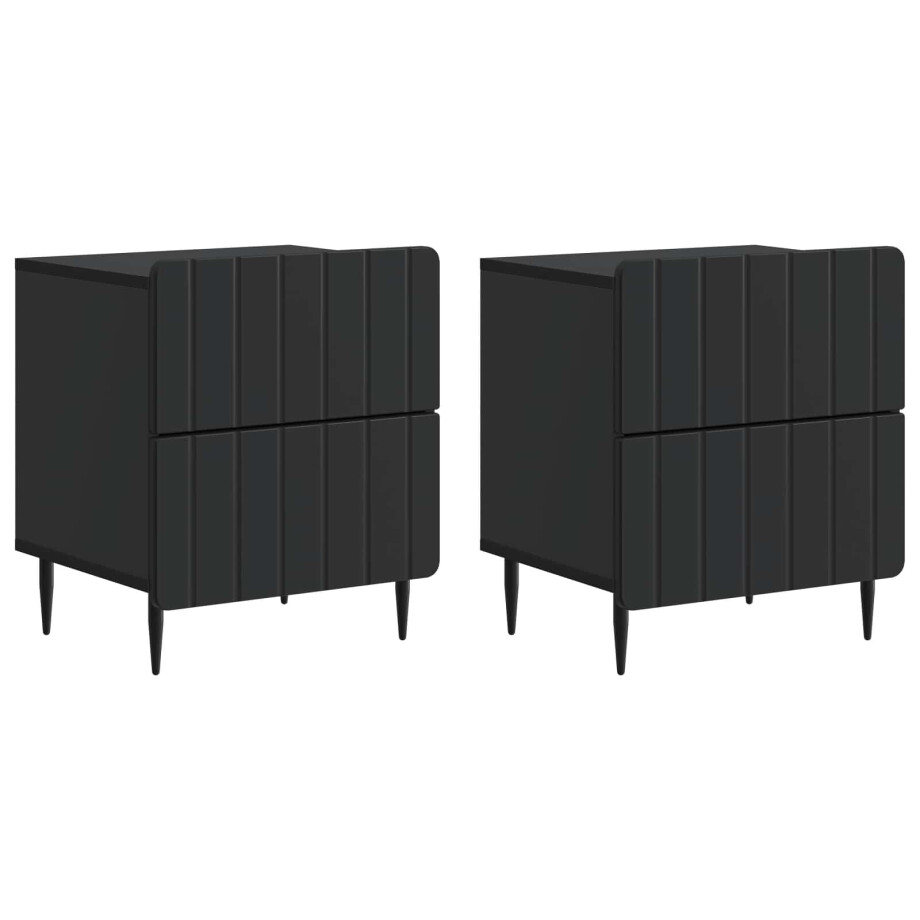 vidaXL Nachtkastje 2 pcs Zwart 43 x 34,5 x 49,5 cm Bewerkt hout afbeelding 1