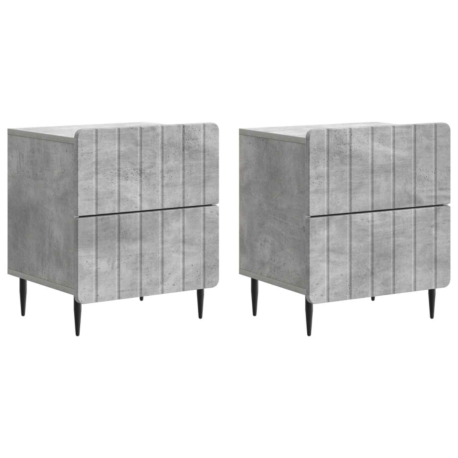 vidaXL Nachtkastje 2 pcs Betongrijs 43 x 34,5 x 49,5 cm Bewerkt hout vidaXL Nachtkastje 2 pcs Betongrijs 43 x 34,5 x 49,5 cm Bewerkt hout afbeelding 1