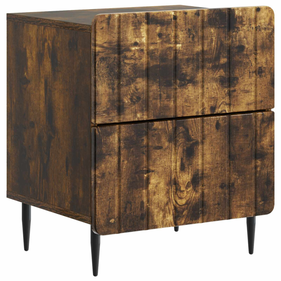 vidaXL Nachtkastje Gerookt eiken 43 x 34,5 x 49,5 cm Bewerkt hout afbeelding 1